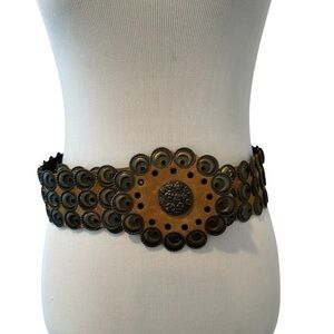 Aridza Bross Brown Suede Leather Decorative Belt